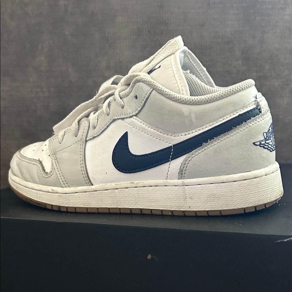 Nike White and Dark Blue Low-Tops